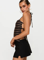 The Player Backless Tie Neck Top Gold / Black Stripe
