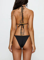 Nevaeh Beaded Triangle Bikini Top Black