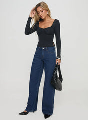 Rehna Long Sleeve Top Black