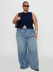 Suzu Sleeveless Knit Top Navy Curve