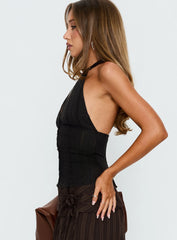 Call You Up Keyhole Backless Top Black