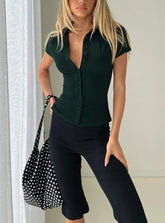 When You Sleep Short Sleeve Top Dark Green