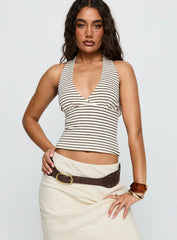 Whimsy Halter Top Chocolate / White Stripe
