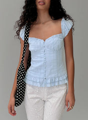 Suiter Frill Detail Top Soft Blue