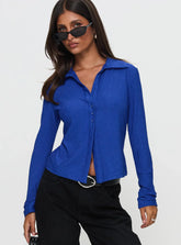 Echoes Long Sleeve Top Blue