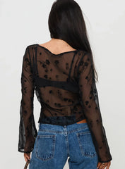 Broken Clocks Long Sleeve Top Black