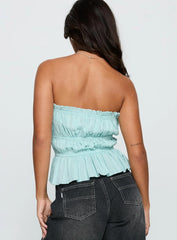 Sombre Tie Detail Strapless Top Blue