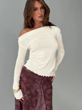 Monna Wide Neck Long Sleeve Top Cream