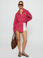 Kodhi Oversized Long Sleeve Top Red Stripe
