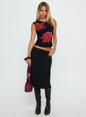 Prema One Shoulder Top Black Floral
