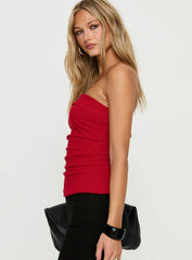 Mousse Strapless Top Red
