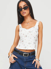Rehna Top White Floral