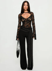 Karmel Lace Long Sleeve Top Black