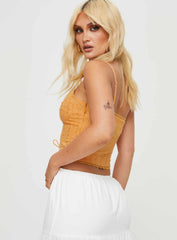 Amitri Lace Up Top Orange