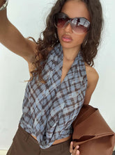 Aldana Plunge Neck Top Multi Check