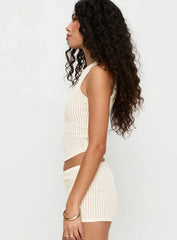 Leilah Crochet Tank Top Cream