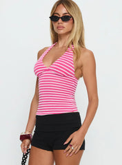In Toronto Halter Top Pink Stripe