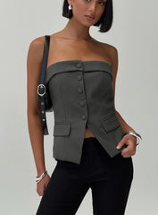 Change It Up Strapless Top Grey