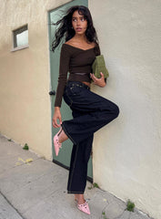 Ellenore Belt Detail Off Shoulder Top Brown