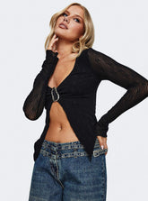 Moderna Long Sleeve Lace Top Black