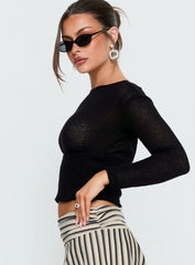 Eladia Cinched Long Sleeve Top Black