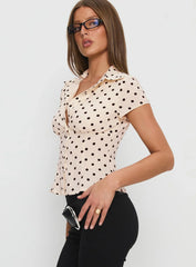 Cottesloe Blouse Top Cream Polka Dot