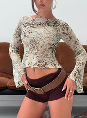 Edeline Bias Cut Long Sleeve Top Multi Animal