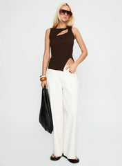 Cash Out Twist Detail Top Chocolate