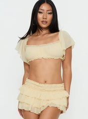Iluminada Frill Crop Top Yellow