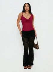 Kiandria Draped Bra Detail Top Cherry