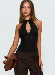 Call You Up Keyhole Backless Top Black
