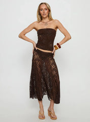 Vania Bead Detail Strapless Top Chocolate