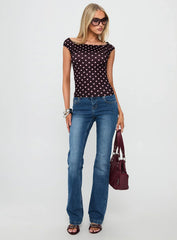 Cheirosa Off Shoulder Top Chocolate / Pink