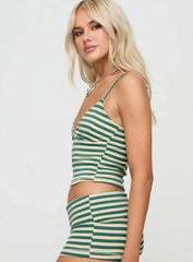 Miztaray Cami Top Green / Cream Stripe