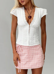 Speechless Lace Trim Top White