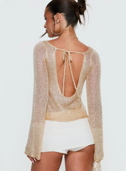 Evanne Long Sleeve Knit Top Champagne