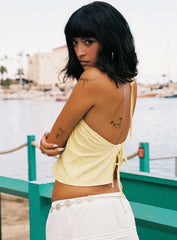 Santorini Crush Bead Detail Top Lemon