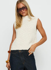 Lanette High Neck Sleeveless Top Cream