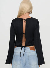 Rhydian Long Sleeve Tie Top Black