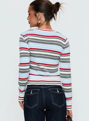 Briette Long Sleeve Top Blue / Red Stripe