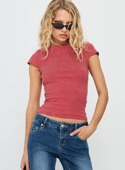 Nyren Low Back Boatneck Top Red Stripe