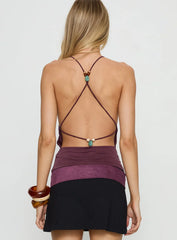 Ardelia Open Back Beaded Top Plum