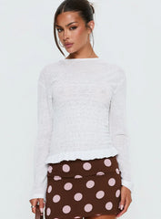 Bradly Shirred Long Sleeve Top White