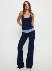 Kobee Jersey Halter Top Navy / Light Blue
