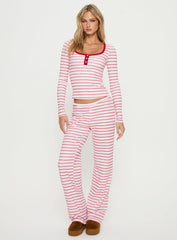 Slumber Party Sleep Long Sleeve Top Pink Stripe