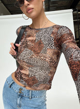 Tied In Long Sleeve Top Leopard