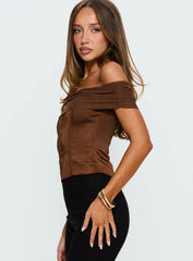 Kaari Off Shoulder Corset Top Chocolate