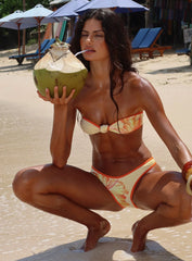 Cacilia Twist Bandeau Bikini Top Orange Floral