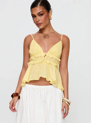 Blondelle Frill Detail Top Yellow