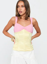 Zariela Contrast Bust Top Pink / Yellow